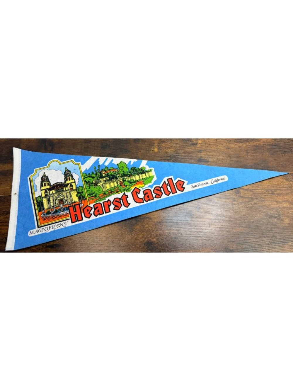 Vintage Hearst Castle Pennant San Simeon California Souvenir Blue Felt